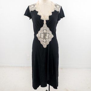 Vintage 90s Mayle 6 Silk Victorian Lace Midi Dress Luxury Halloween Costume